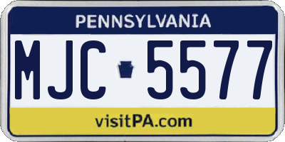 PA license plate MJC5577