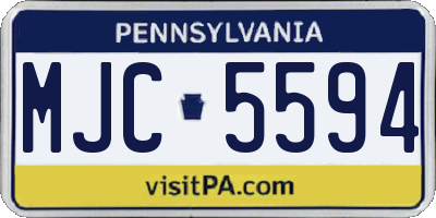 PA license plate MJC5594