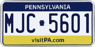 PA license plate MJC5601