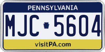 PA license plate MJC5604