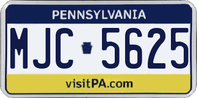 PA license plate MJC5625