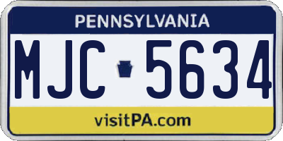 PA license plate MJC5634