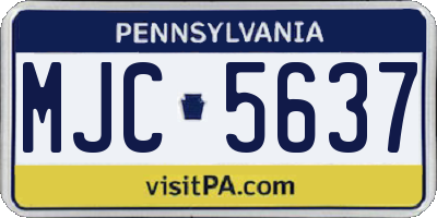 PA license plate MJC5637