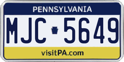 PA license plate MJC5649