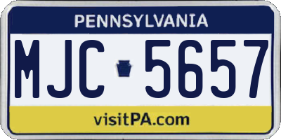 PA license plate MJC5657