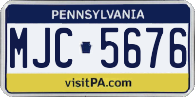 PA license plate MJC5676