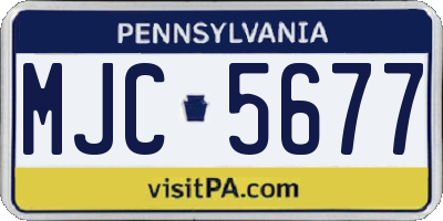 PA license plate MJC5677
