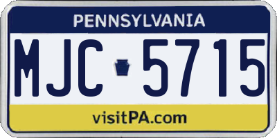PA license plate MJC5715