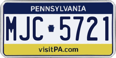 PA license plate MJC5721