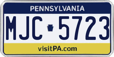 PA license plate MJC5723