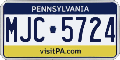 PA license plate MJC5724