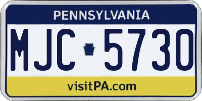 PA license plate MJC5730