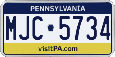 PA license plate MJC5734