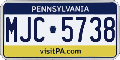 PA license plate MJC5738