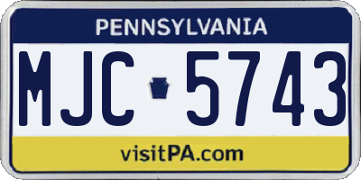 PA license plate MJC5743