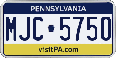 PA license plate MJC5750