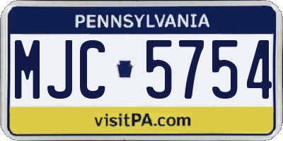 PA license plate MJC5754