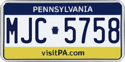 PA license plate MJC5758