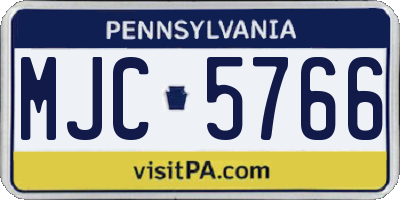 PA license plate MJC5766