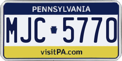 PA license plate MJC5770