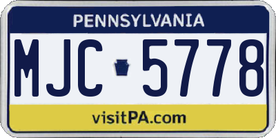 PA license plate MJC5778