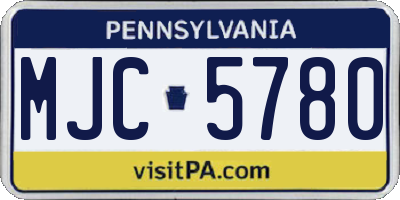 PA license plate MJC5780