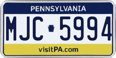 PA license plate MJC5994