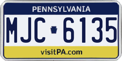 PA license plate MJC6135