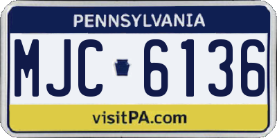 PA license plate MJC6136