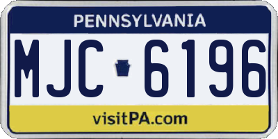 PA license plate MJC6196