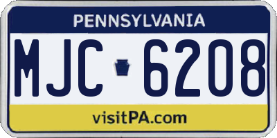 PA license plate MJC6208