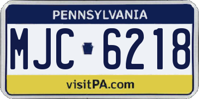 PA license plate MJC6218