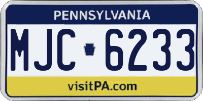 PA license plate MJC6233