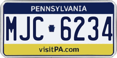 PA license plate MJC6234