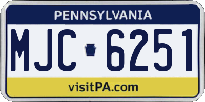 PA license plate MJC6251