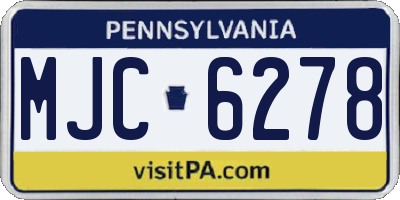 PA license plate MJC6278