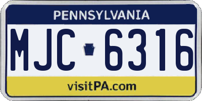 PA license plate MJC6316