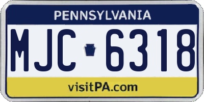 PA license plate MJC6318