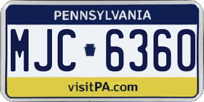 PA license plate MJC6360