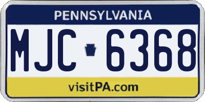 PA license plate MJC6368