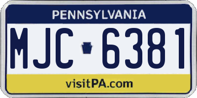 PA license plate MJC6381