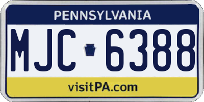 PA license plate MJC6388