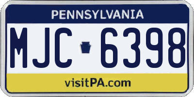 PA license plate MJC6398