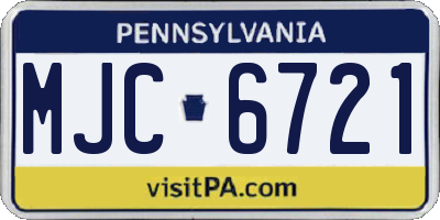 PA license plate MJC6721