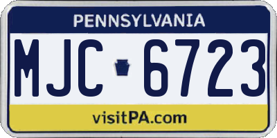 PA license plate MJC6723