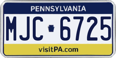 PA license plate MJC6725