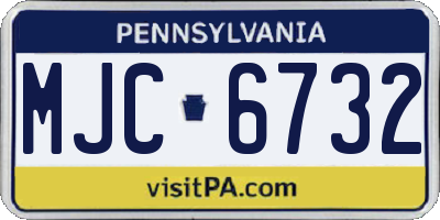 PA license plate MJC6732