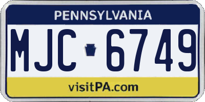 PA license plate MJC6749