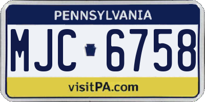PA license plate MJC6758