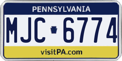 PA license plate MJC6774